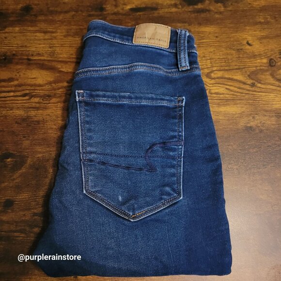 American Eagle Jeans 4 S Super Hi Rise Jegging Next Level Stretch Medium Dark - Picture 3 of 12